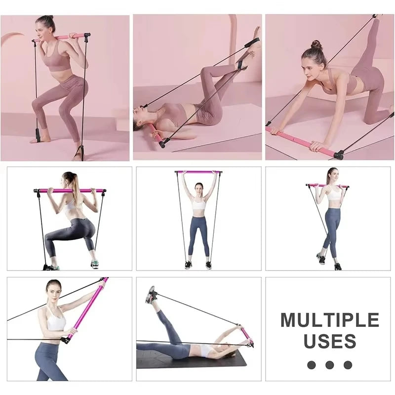 Pilates Resistance Band Kit | Portable Home Gym Set | Full Body Workout