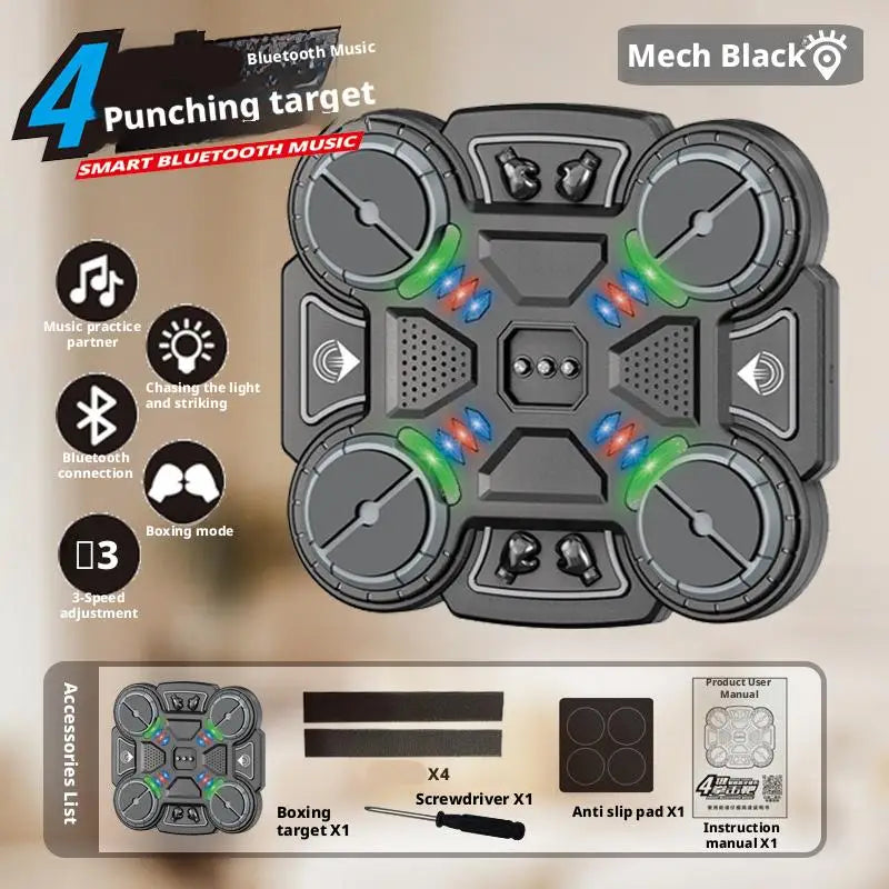 Smart Music Boxing Machine | Wall-Mounted | Bluetooth | LED Lights | 9 Speeds | Kids & Adults