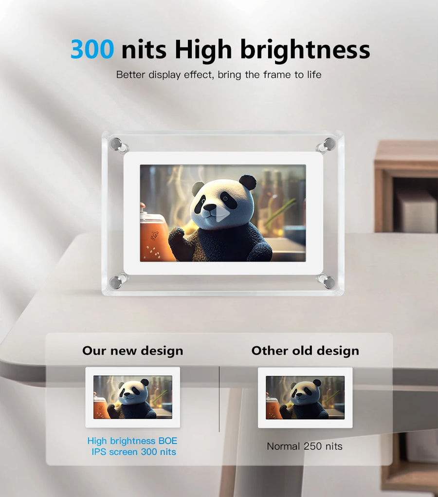 Acrylic Digital Photo Frame 5 Inch 1200mAh Vertical Display IPS Screen 4G Memory Battery Porta Retrato Digital Picture Frame