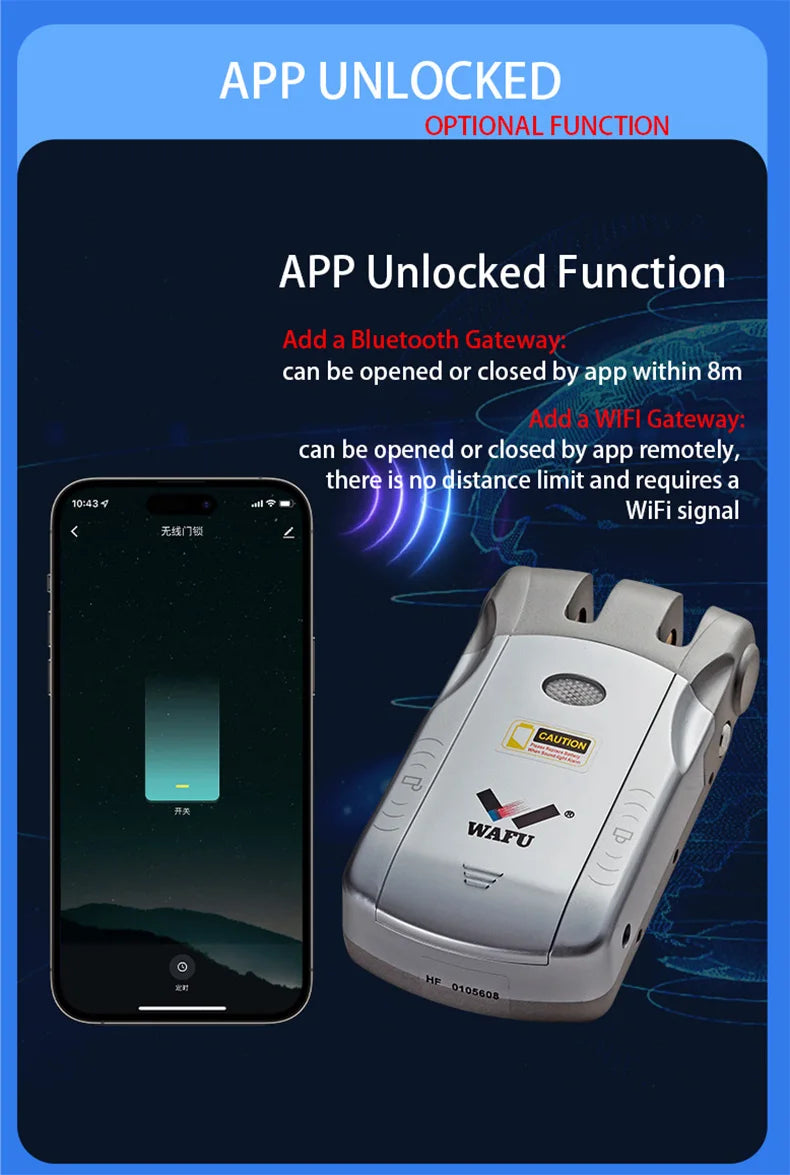 WAFU Smart Door Lock | Fingerprint & Password | WiFi & Bluetooth | Remote App Control