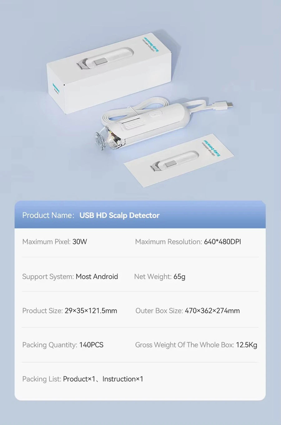 New 50X-200X Magnifying Hair Follicles Scalp Detector Skin Analyzer Microscope Tool High Definition Skin Tester Support APP