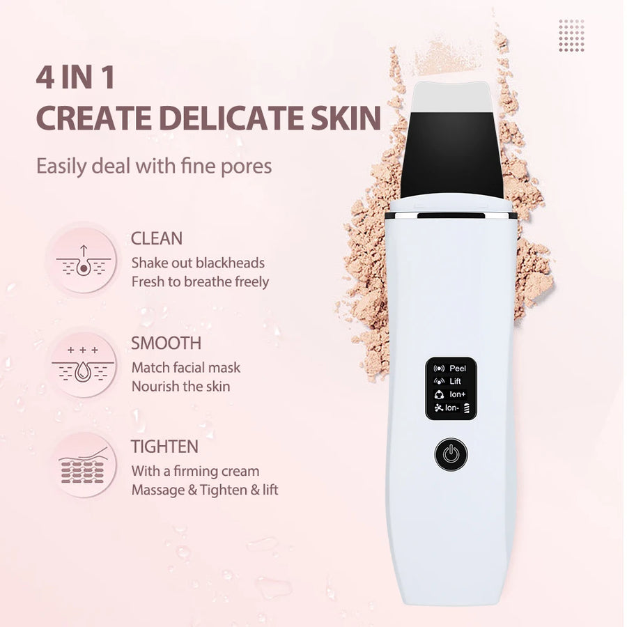 Ultrasonic Skin Scrubber | 4-Mode Blackhead Remover & Facial Deep Cleanser