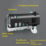 3-in-1 UV Toothbrush Sanitizer Holder | Toothpaste Dispenser | Wall-Mounted No-Drill