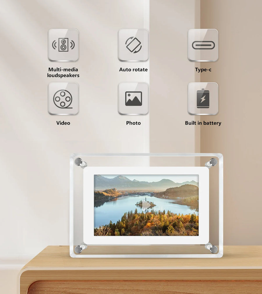 Acrylic Digital Photo Frame 5 Inch 1200mAh Vertical Display IPS Screen 4G Memory Battery Porta Retrato Digital Picture Frame