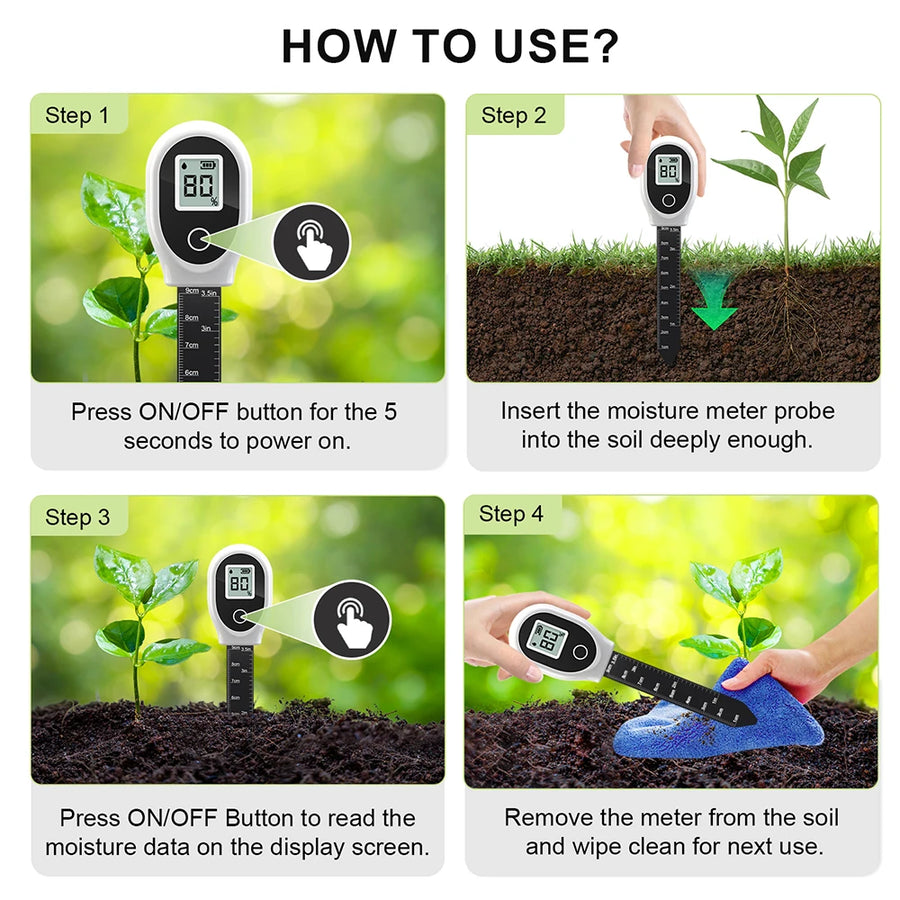 Soil Moisture Sensor Monitor Plants Moist Testing Tool Soil Hygrometer Plant Detector Garden Care Planting Humidity Meter