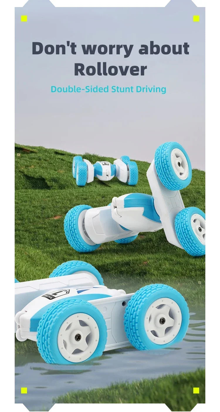 Mini RC Stunt Car GT1 | 2.4GHz Double-Sided | 360° Flip | LED Lights | Kids Gift Toy