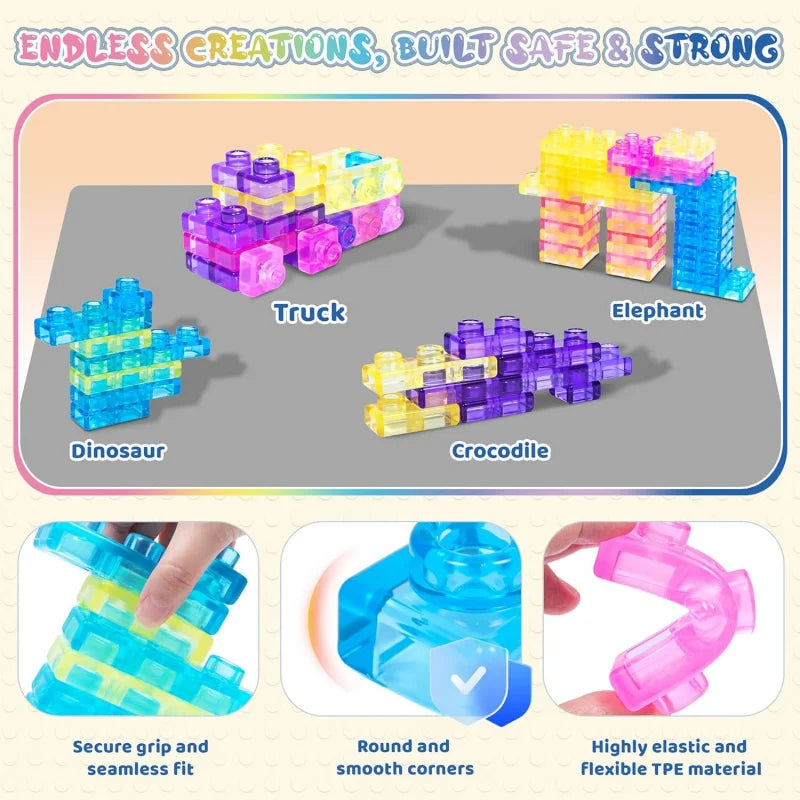 40-Piece Squishy Sensory Blocks | Soft Jelly Building Toy | Stress Relief | Kids Age 3+