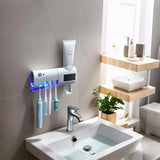 3-in-1 UV Toothbrush Sanitizer Holder | Toothpaste Dispenser | Wall-Mounted No-Drill
