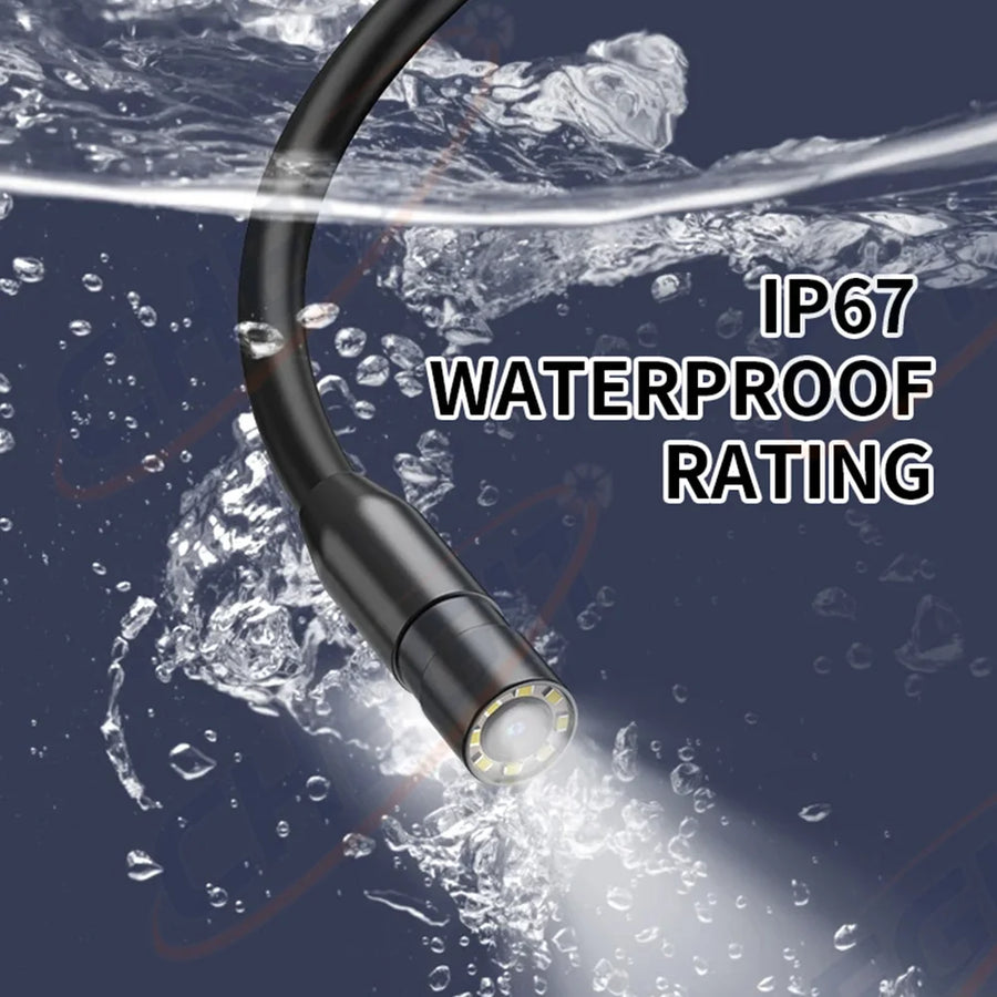 HD Endoscope Inspection Camera | IP67 Waterproof | 8 LED | Type-C & iOS | Car Sewer Pipeline Borescope