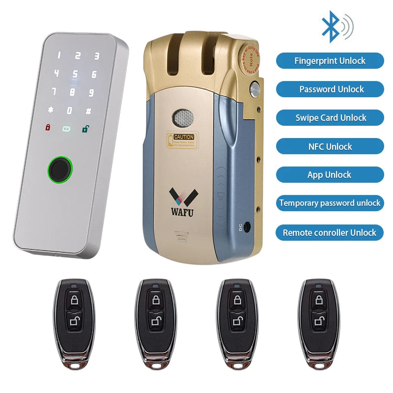 WAFU Smart Door Lock | Fingerprint & Password | WiFi & Bluetooth | Remote App Control
