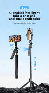 Foldable AI Tracking Gimbal | 360° Auto Rotation Selfie Stick Tripod | For Vlogging
