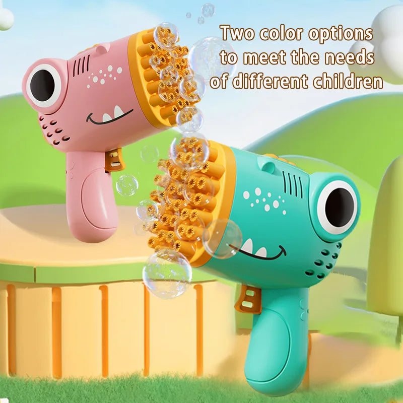 40-Hole Dinosaur Bubble Machine | Electric Handheld Bubble Blaster | Kids Toy