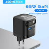 65W GaN Fast Charger 3-port USB-C retractable cable
