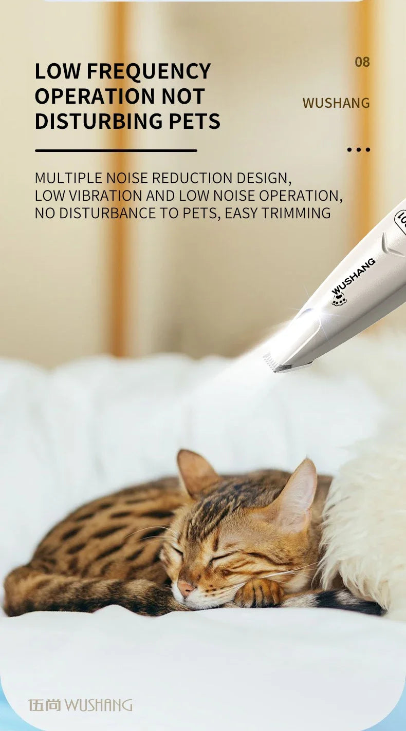 Pet Electric Grooming Trimmer | LED Light | Waterproof | Low Noise | Face, Paw, Ear & Hip | Dogs & Cats