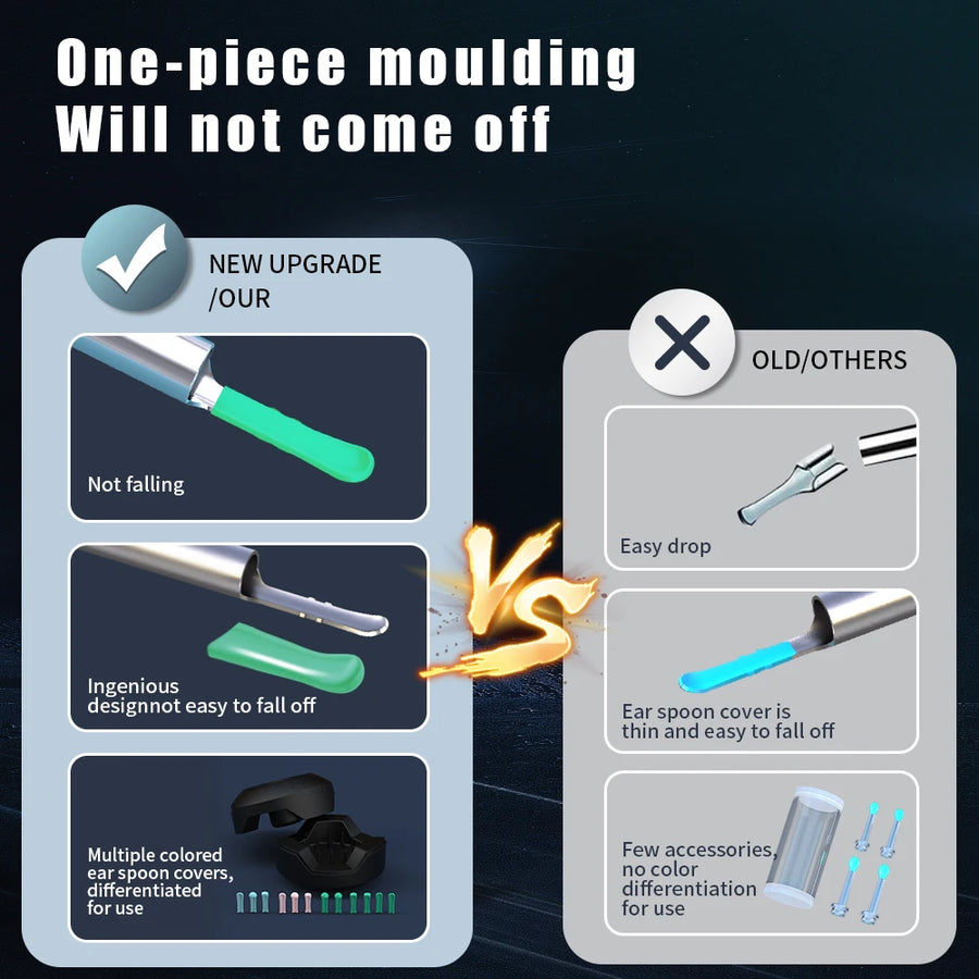 Visual Ear Cleaner Camera | 1296P HD WiFi Otoscope | Safe Ear Wax Removal Tool