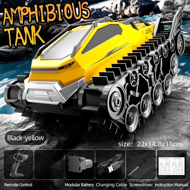 JJRC Q183 RC Tank Amphibious Tracked Tank Remote Control All Terrain Truck Climbing Off-Road Vehicle Waterproof Toy Kid Gifts