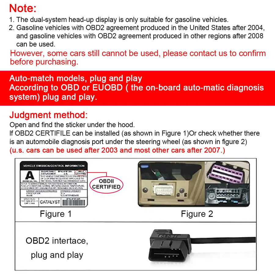 Car Head Up Display OBD + GPS HUD Display Digital GPS Speedometer Water Temp Voltage Fuel Tachometer Speed Alarm Electronic Part