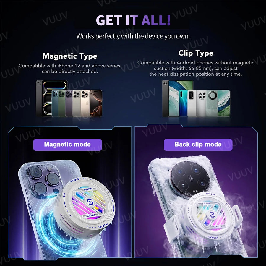 Portable Magnetic Phone Cooler With Semiconductor Freeze And RGB Light Mobile-phone Radiator For iPhone MagSafe Series Android