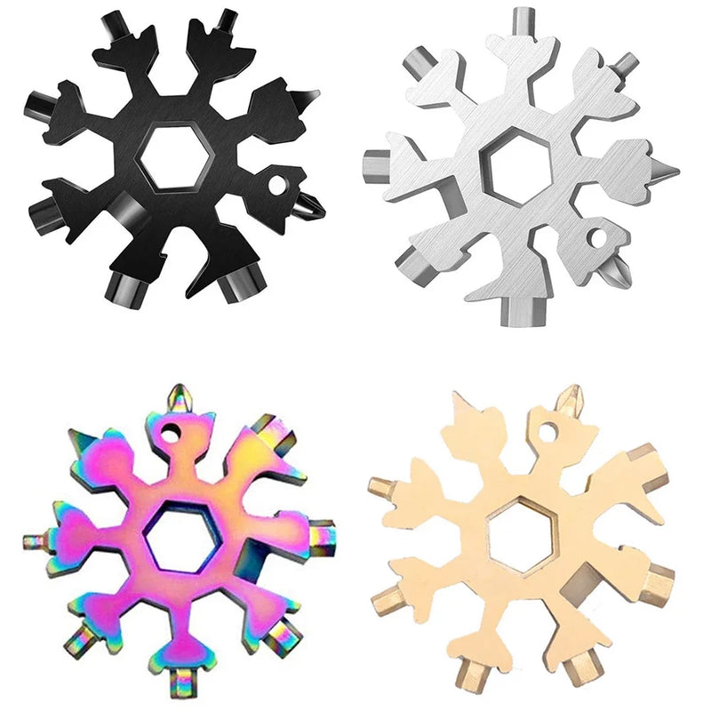 18-in-1 Stainless Steel Multi-Tool | Snowflake Design | Folding Pocket Tool Kit