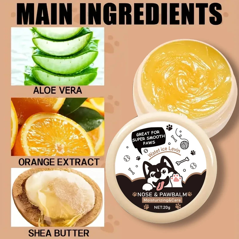 20g Dog Nose and Paw Balm Dog Paw Cream Cats Dogs Paw Protector Cream Pet Feet Moisturizer Pet Crack Feet Repair Pet Accessories