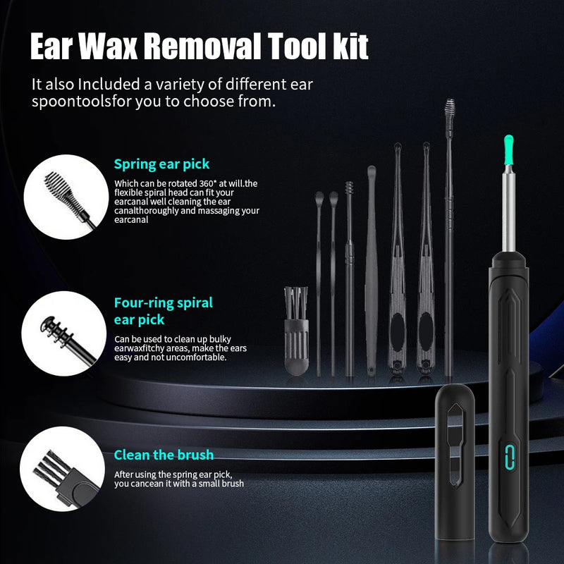 Visual Ear Cleaner Camera | 1296P HD WiFi Otoscope | Safe Ear Wax Removal Tool