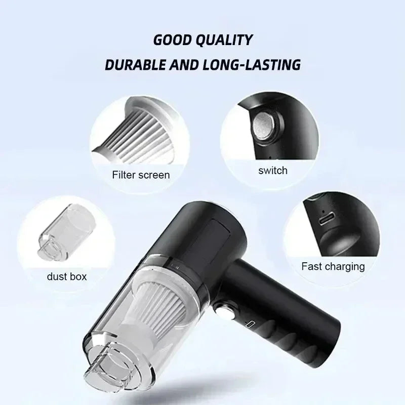 4-in-1 Cordless Car Vacuum Cleaner | 120W Powerful Suction | HEPA Filter | Portable