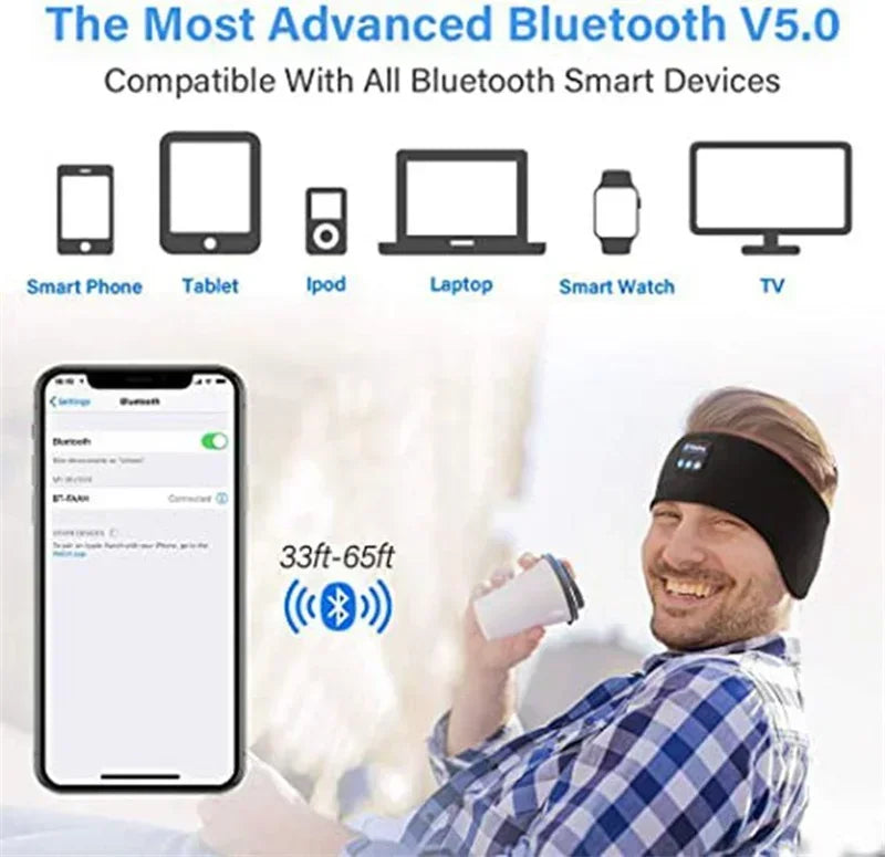 Wireless Bluetooth Headband Earphones Sports Headphones Elastic Headband Music Sleeping Eye Mask Bluetooth Headset