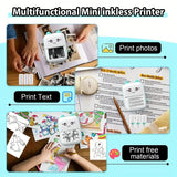 58mm Mini Portable Thermal Printer | Wireless Bluetooth | Photos, Labels & QR Codes | 200DPI | Pink & Blue