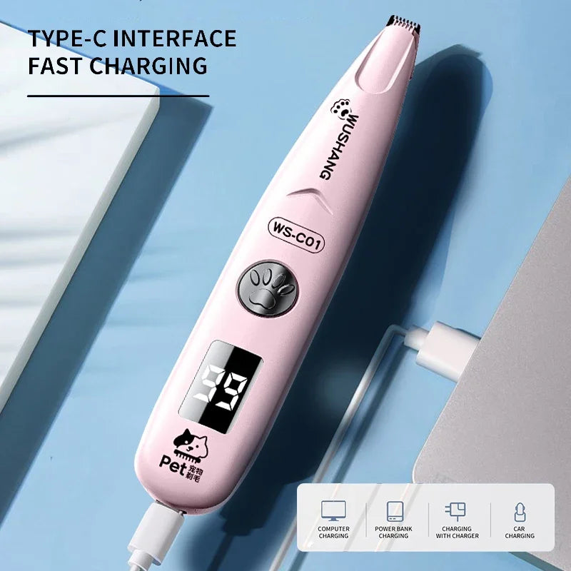 Pet Electric Grooming Trimmer | LED Light | Waterproof | Low Noise | Face, Paw, Ear & Hip | Dogs & Cats