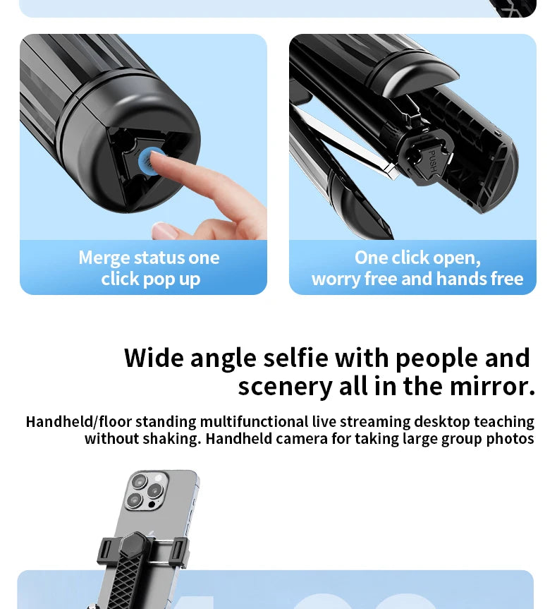 Foldable AI Tracking Gimbal | 360° Auto Rotation Selfie Stick Tripod | For Vlogging