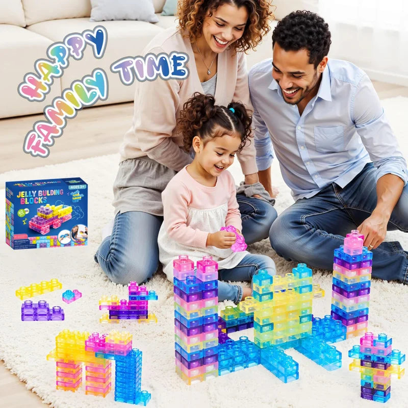 40-Piece Squishy Sensory Blocks | Soft Jelly Building Toy | Stress Relief | Kids Age 3+
