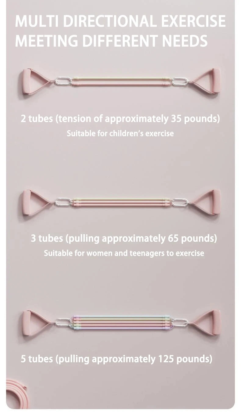 Pilates Resistance Band Kit | Portable Home Gym Set | Full Body Workout
