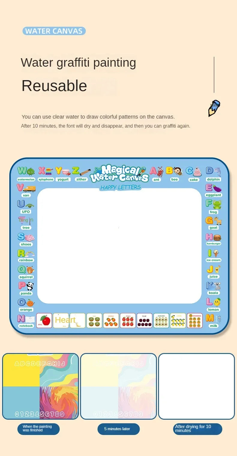 Magic Water Drawing Mat | 100x80cm Reusable | Montessori Painting Board | Educational Kids Toy