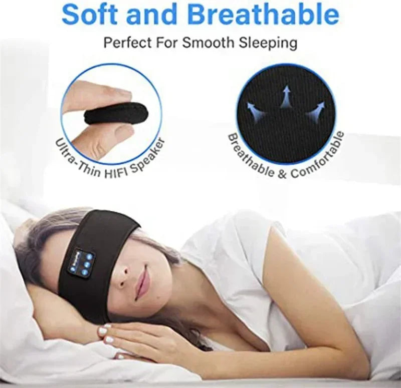 Wireless Bluetooth Headband Earphones Sports Headphones Elastic Headband Music Sleeping Eye Mask Bluetooth Headset