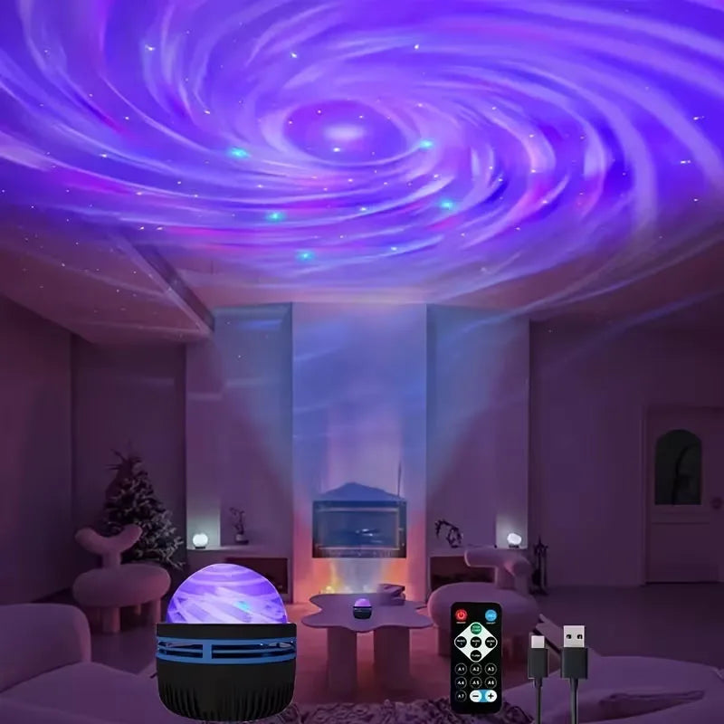 LED Starry Galaxy Projector Light RGB Smart Remote Control Star Aurora Lamp KTV USB for Home Room Camping Wedding Decorations