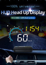 Car Head Up Display OBD + GPS HUD Display Digital GPS Speedometer Water Temp Voltage Fuel Tachometer Speed Alarm Electronic Part