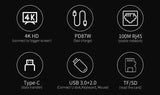 USB C Hub 8In1 7in2 7in1 Type C 3.1 To 4K HDMI Adapter with RJ45 SD/TF Card Reader PD Fast Charge for MacBook Notebook Laptop