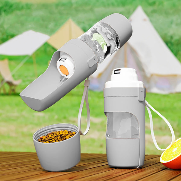 2-in-1 Portable Pet Water Bottle with food and water storage