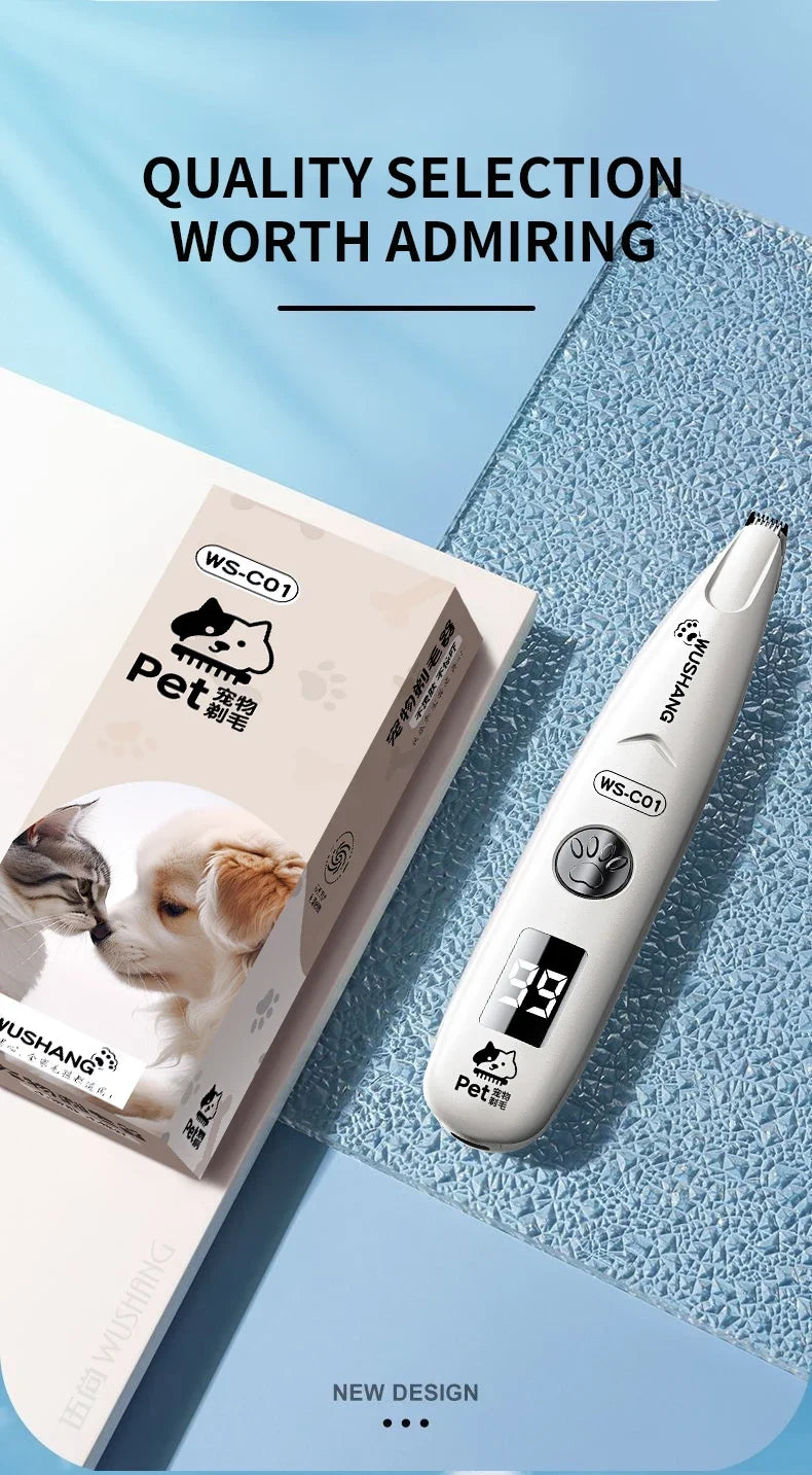 Pet Electric Grooming Trimmer | LED Light | Waterproof | Low Noise | Face, Paw, Ear & Hip | Dogs & Cats