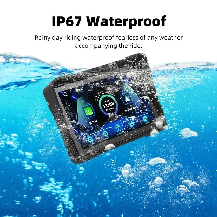 5 Inch Motorcycle Portable GPS Navigation Wireless Carplay Android Auto Display Touch Screen IP67 Waterproof Multimedia Player