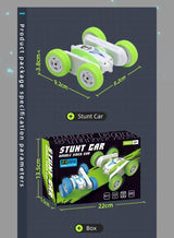Mini RC Stunt Car GT1 | 2.4GHz Double-Sided | 360° Flip | LED Lights | Kids Gift Toy