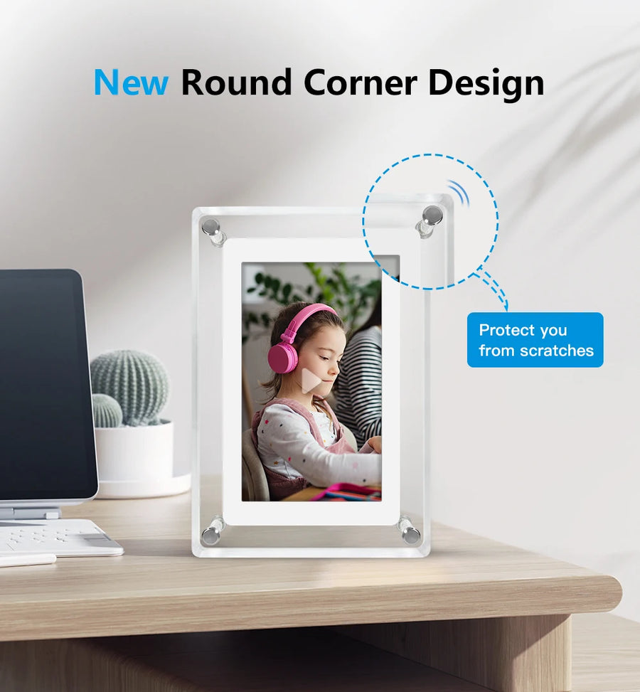 Acrylic Digital Photo Frame 5 Inch 1200mAh Vertical Display IPS Screen 4G Memory Battery Porta Retrato Digital Picture Frame