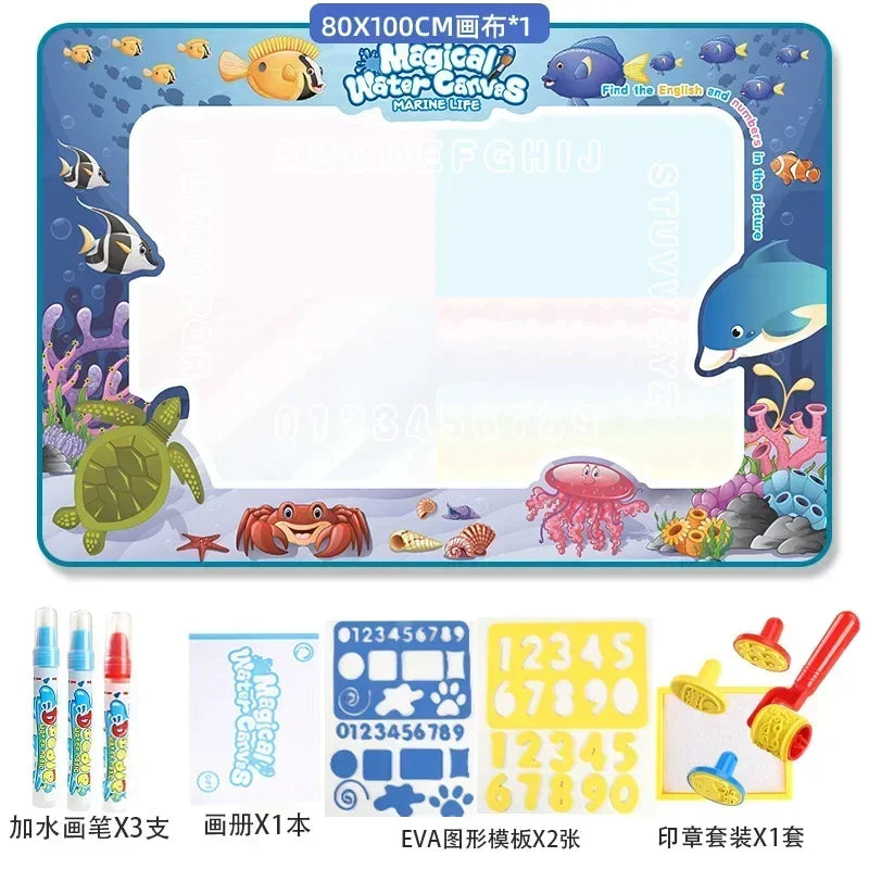 Magic Water Drawing Mat | 100x80cm Reusable | Montessori Painting Board | Educational Kids Toy