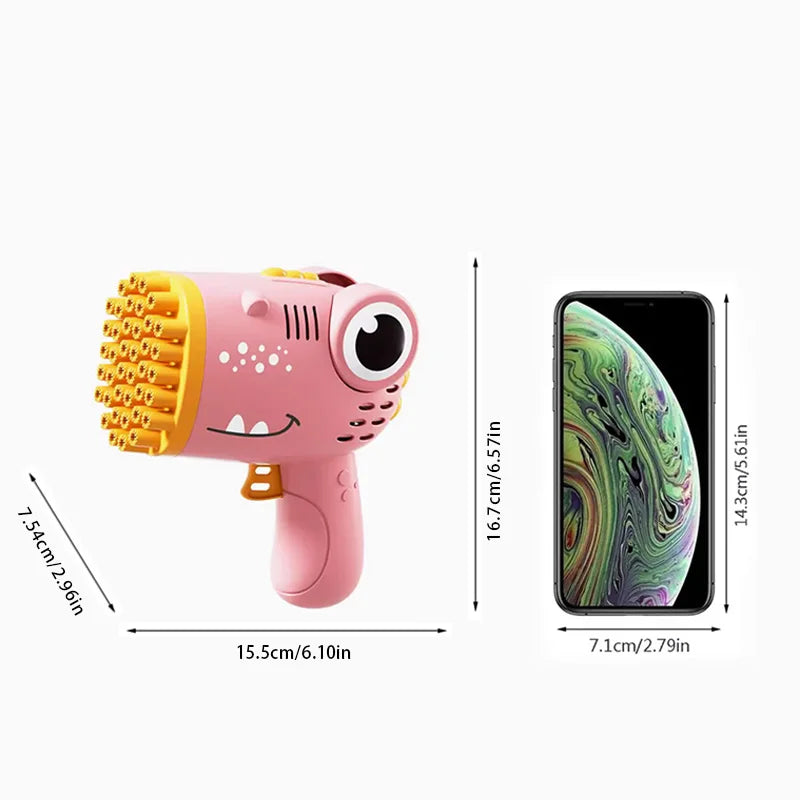40-Hole Dinosaur Bubble Machine | Electric Handheld Bubble Blaster | Kids Toy