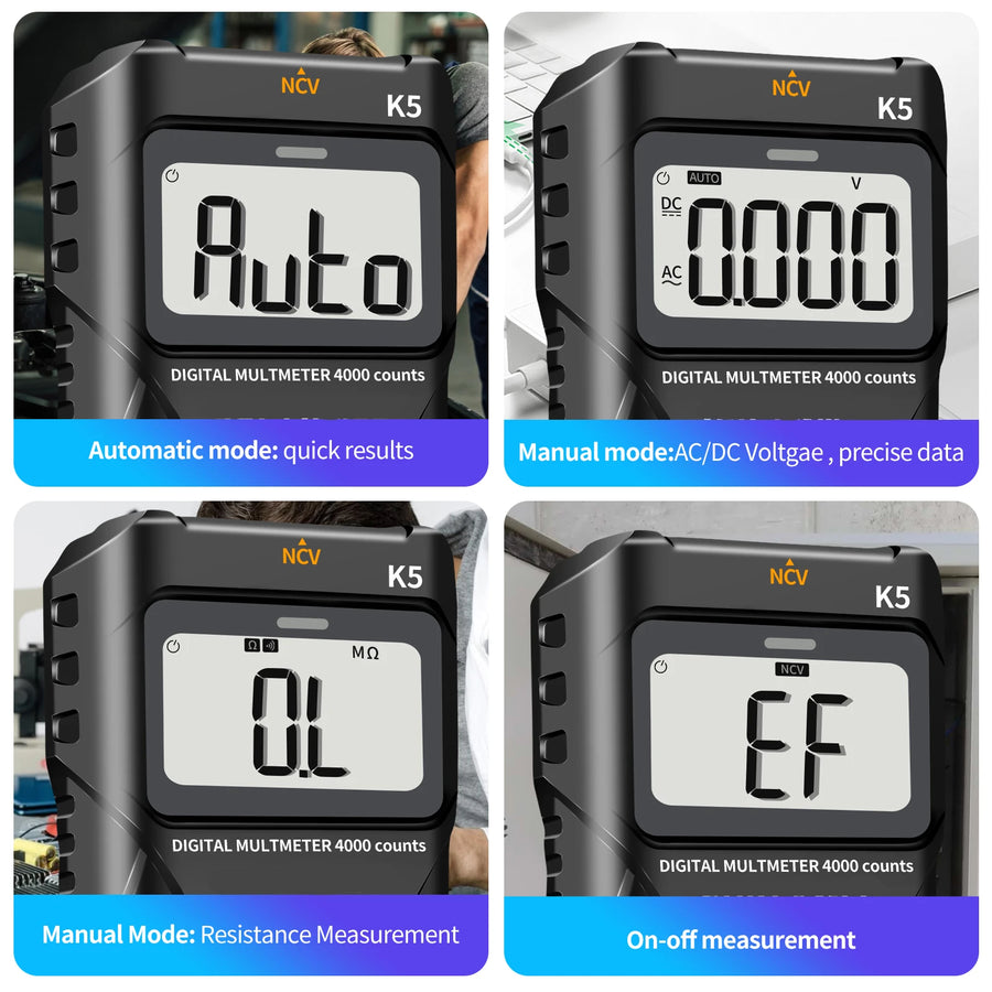 Digital Multimeter 4000 Counter Meter Voltmeter with Automatic /Manual Mode,Intelligent Measurement AC/DC Voltage, Resistances