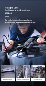 HD Endoscope Inspection Camera | IP67 Waterproof | 8 LED | Type-C & iOS | Car Sewer Pipeline Borescope