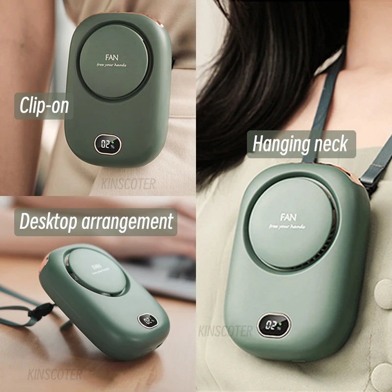Bladeless Neck Fan | 1800mAh | 3 Speed Settings | USB Rechargeable | Hands-Free Cooling