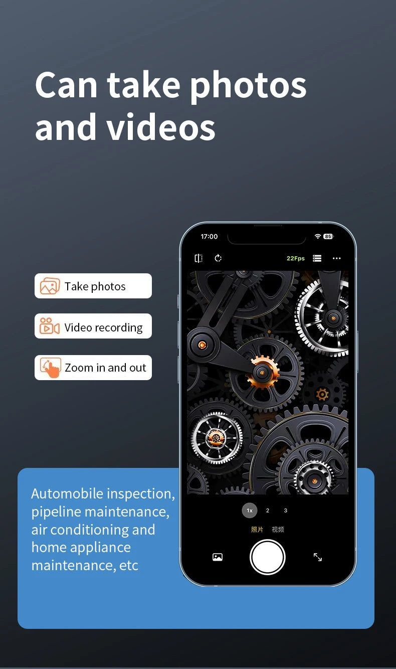 HD Endoscope Inspection Camera | IP67 Waterproof | 8 LED | Type-C & iOS | Car Sewer Pipeline Borescope