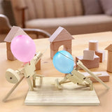 Balloon Bamboo Man Battle Handmade Wooden Fencing Puppets Wooden Bots Battle Game Two-Player Fast-Paced Balloon Battle Game