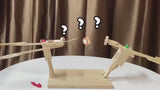Balloon Bamboo Man Battle Handmade Wooden Fencing Puppets Wooden Bots Battle Game Two-Player Fast-Paced Balloon Battle Game